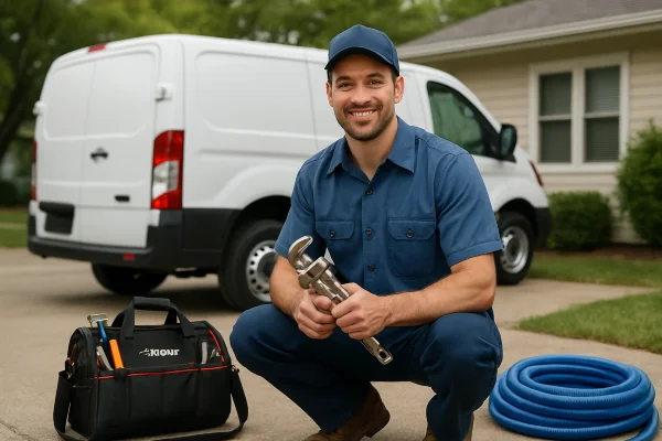 A male plumber smiling and posing to the camera from The Cedar Park Plumber in Cedar Park, TX - Expansion Tank replacement