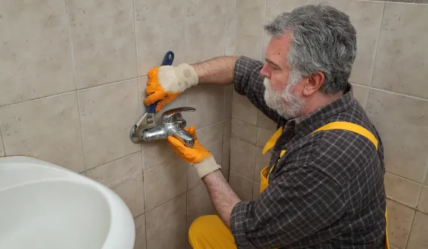 a male plumber technician smiling at the camera from The Cedar Park Plumber in Cedar Park, TX - Toilet replacement